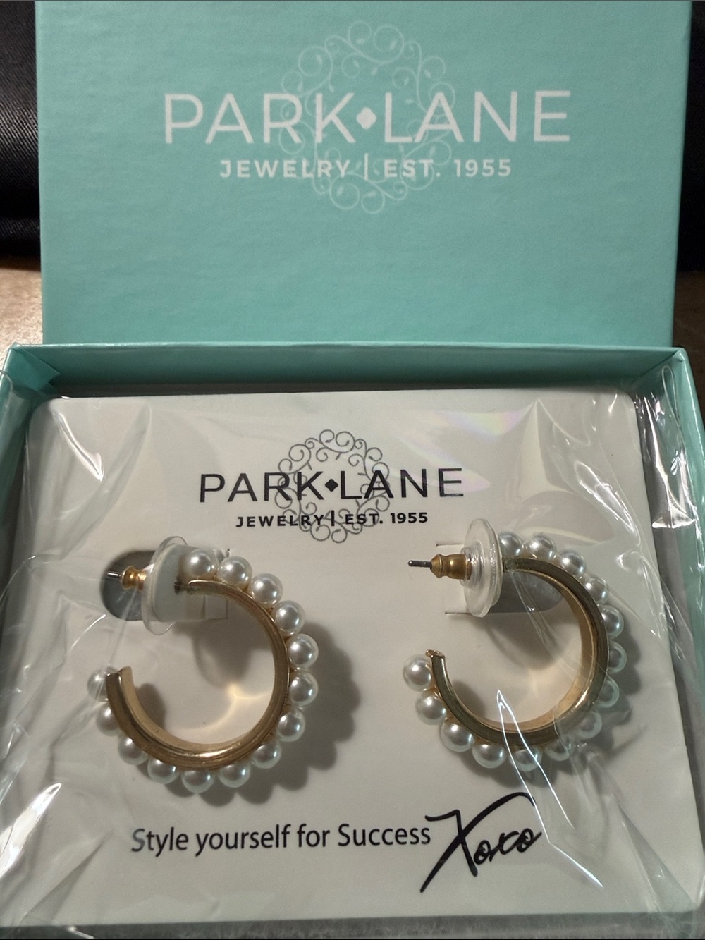 Park Lane Gold-Tone Hoop Earrings with White Pearls